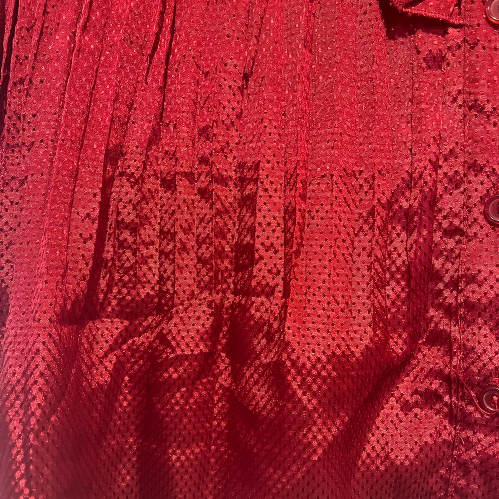 NY Collection Vibrant Red Ruffle Blouse - Picture 3 of 7